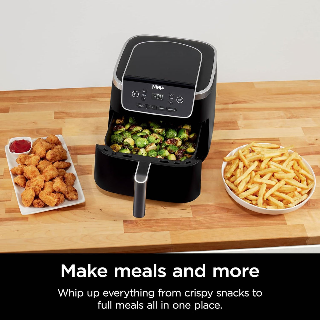 Ninja Air Fryer - 5 QT Capacity for 4lbs of Fries | 4-in-1 Pro Air Fry, Roast, Reheat, Dehydrate | 400°F Max Temp | 1750 Watts | Grey