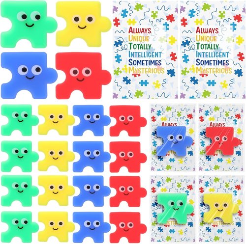 Hollowfly Autism Awareness Fidget Puzzle Stress Balls - 24 Sets with Inspirational Cards for Relief