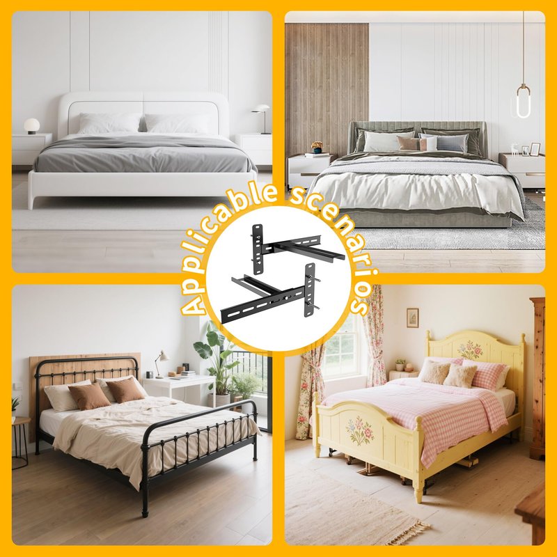 ruiru bro Headboard Brackets for Metal Bed Frame Adjustable Bed Headboard Brackets with Footboard Extension Kit Fit Twin/Full/Queen/King 2Pc Solid Steel (Black)