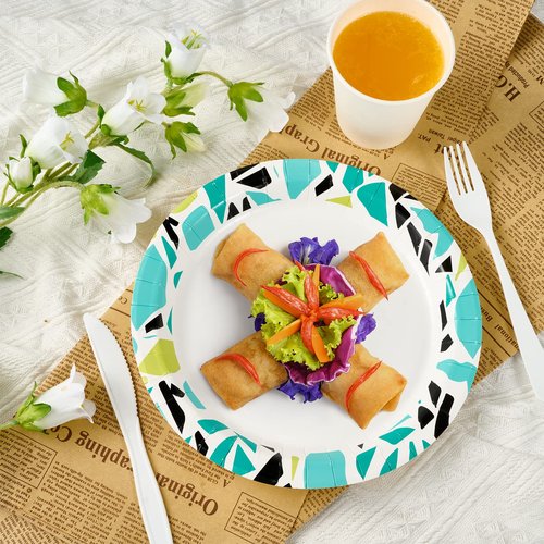 FOCUSLINE 360 Pack Paper Plates 8.375 Inch, Disposable Paper Plate Bulk 360 Count, Soak-Proof & Cut-Proof Bulk Plate for Parties, Picnic and Family Gatherings.