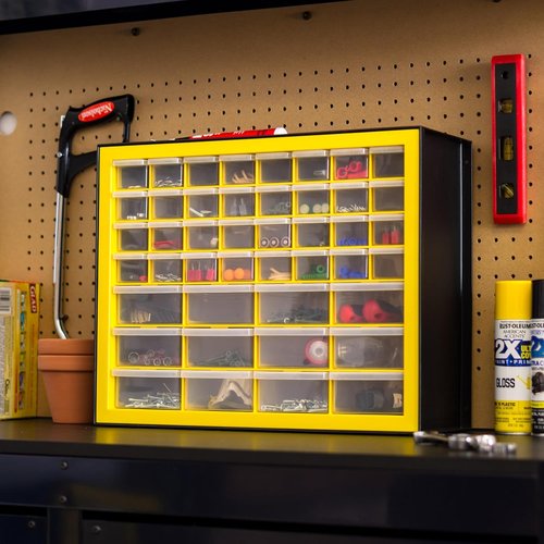 IRIS Hardware Storage Drawer - 44 Compartment Parts Organizer Cabinet | Yellow Color