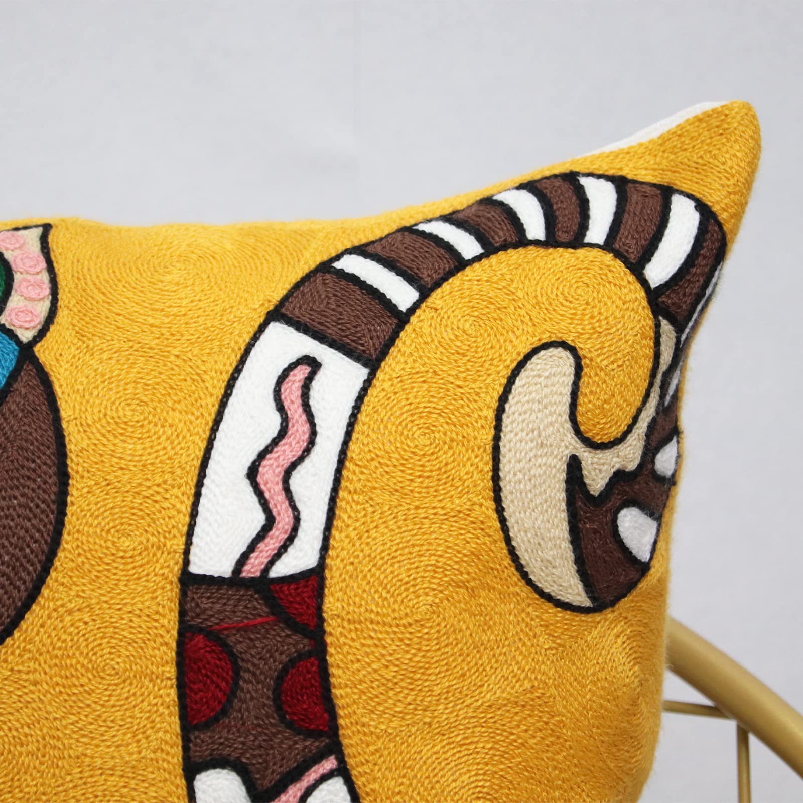 UnionKK 1 Pcs Embroidered Decorative Throw Pillows Covers for Sofa Decor Cushion Cases 18 x 18 Inch (Big Cat)