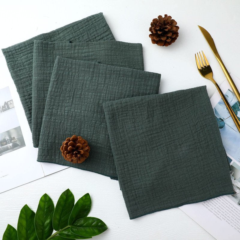 Buryeah 50 Pcs Sage Green Cloth Linen Napkins Cotton Linen Dinner Napkins Solid Color Reusable Table Dinner Napkins for Hotel, Lunch, Restaurant, Weddings Engagement Party Guests Family, 16.5 x 16.5''