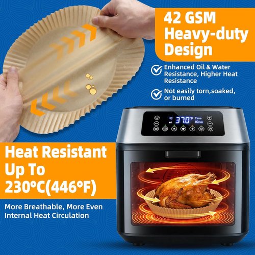 HONYAO 200pcs Disposable Air Fryer Liners - Strong 8-Inch Paper for 5qt to 8qt Baskets, BPA-Free