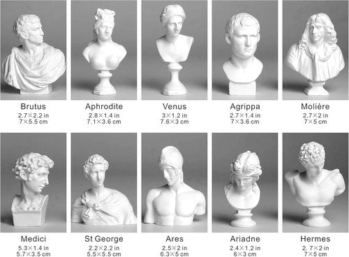 Garwor Mini Greek Mythology Figures - 10PCS Resin Bust Sculptures for Home Office Décor | 2.75" H