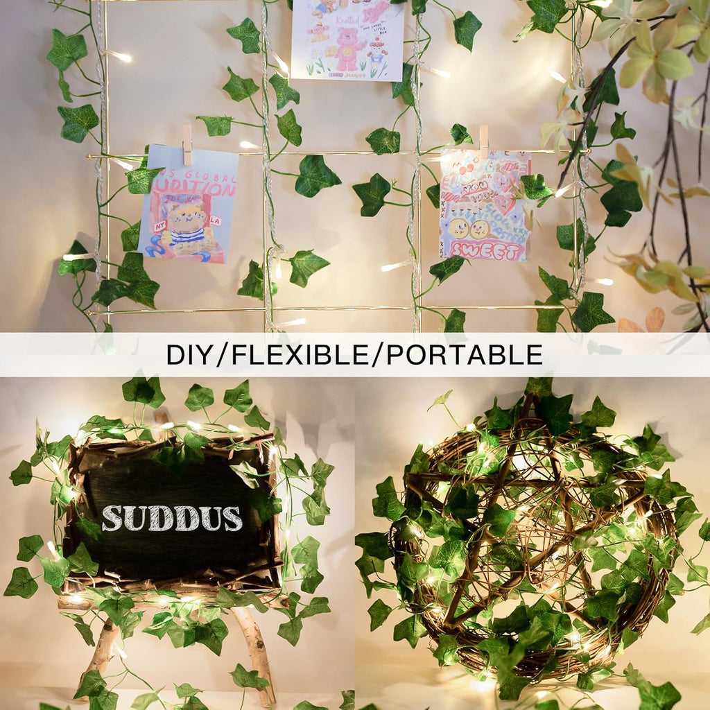 Suddus Ivy String Lights - 33ft 100 LED Fairy Lights with Remote | Warm White for Bedroom, Garden, Party Decor