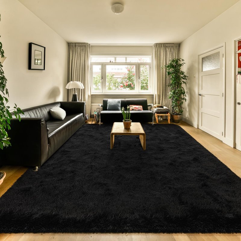 HOMORE Living Room Rug 6x9 Grey Rugs for Bedroom, Tie-dye Area Rug Large Fluffy Rugs for Kids Room, Non Slip Furry Carpet for Nursery Boys Girls