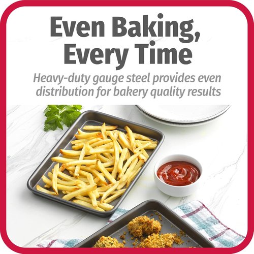 GoodCook Nonstick Steel Mini Baking Sheets - Set of 2, 9" x 6" with Racks in Gray