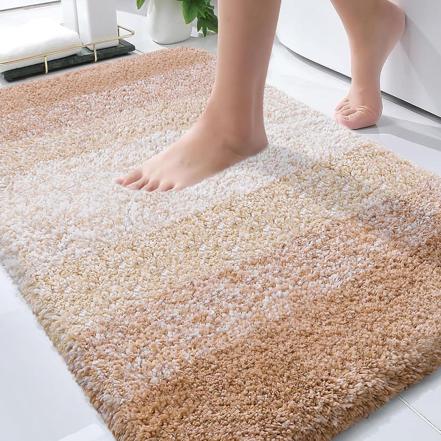 OLANLY Bathroom Rugs - Extra Soft Microfiber Mat | Quick Dry, Machine Washable, 30x20, Beige