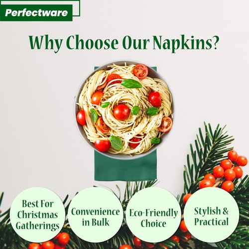 Perfectware- 2 Ply Dinner Napkin Green - 50 CT Green 2 Ply "15 x 17" Paper Dinner Napkins - Pack of 50 CT. Ideal For Party.