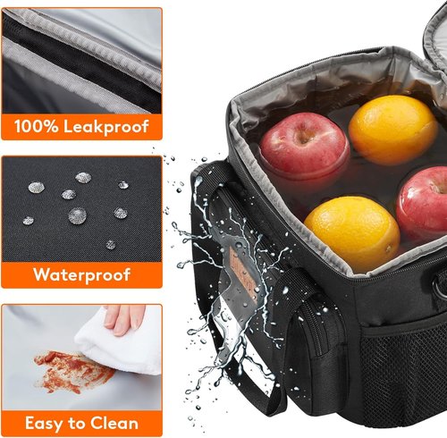Lifewit Insulated Lunch Bag - Soft Cooler Tote for Adults | Black, 12-Can Capacity (9L)