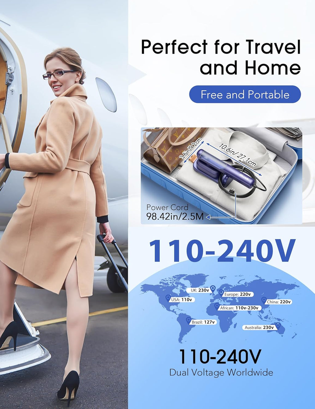 Skiennix Smart Travel Steamer - 2-in-1 Portable Iron with Fast 15s Heat-Up | 100ml Water Tank, Compact Design