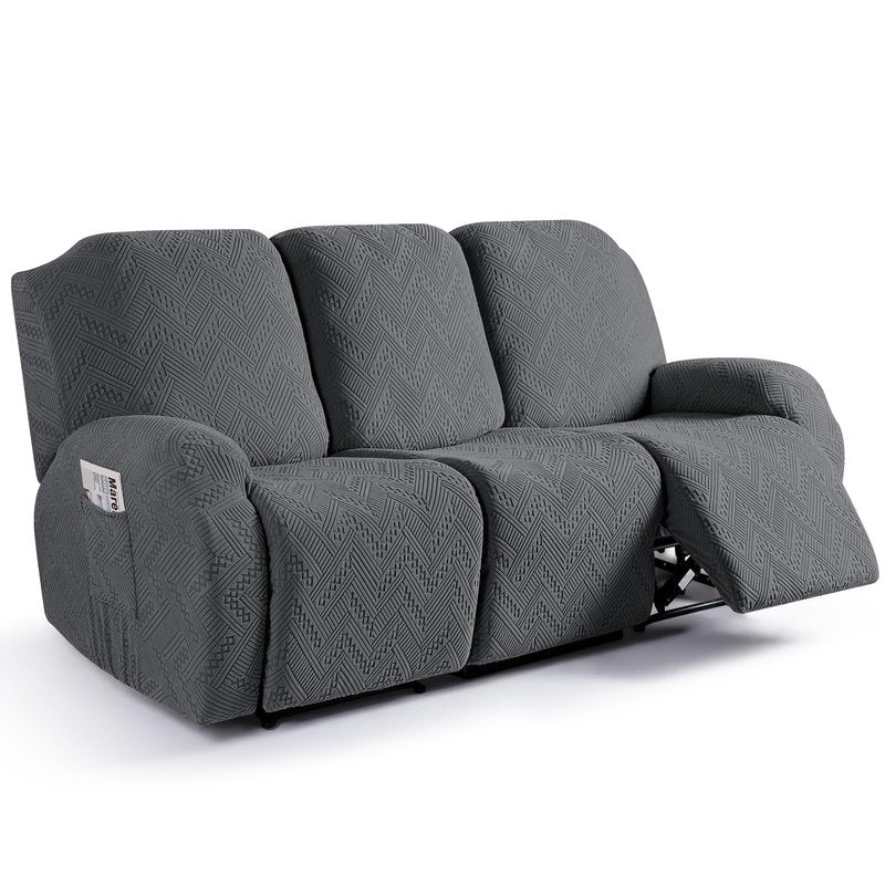 Ruaozz Recliner Sofa Covers Recliner Chair Covers Couch Covers for Reclining Couches with Pockets Washable Furniture Protector with Elastic Bottom (3 Seater, Dark Gray)