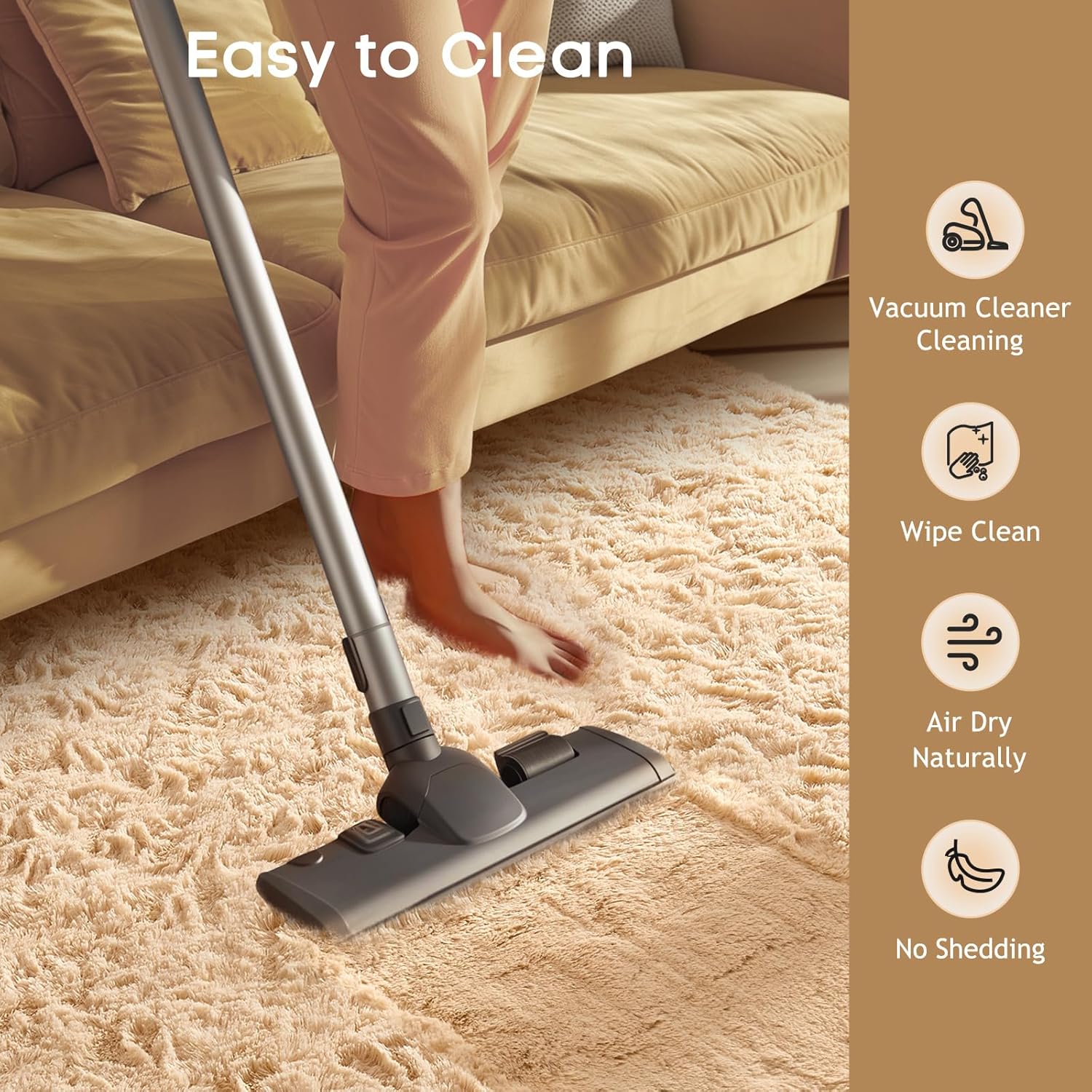 Ophanie 2x8 Non-Slip Runner Rug - Soft Fluffy Shaggy Carpet for Hallway, Bedroom, and Nursery Decor