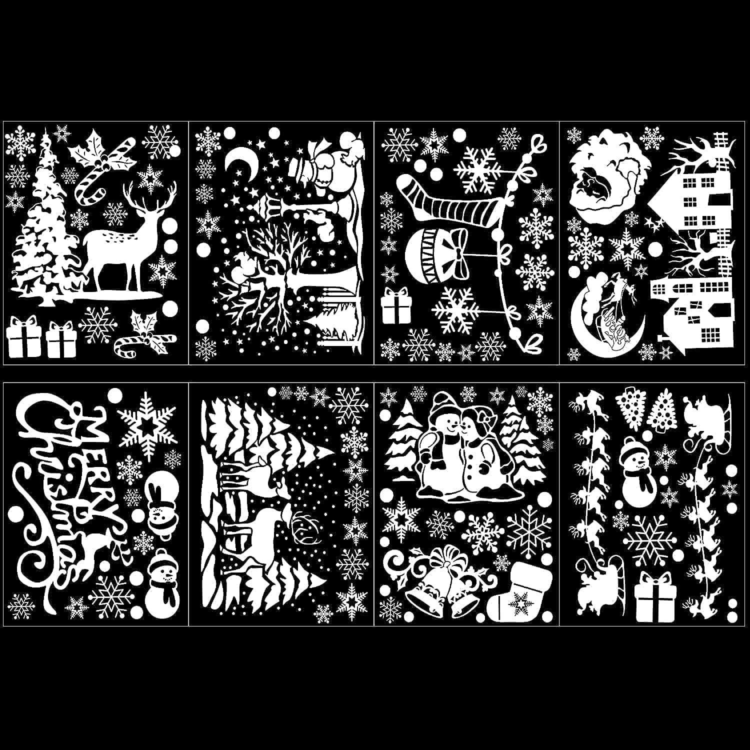 SULOLI Christmas Window Clings - 141 Static Snowflake Stickers for Festive Decor | 8 Sheets