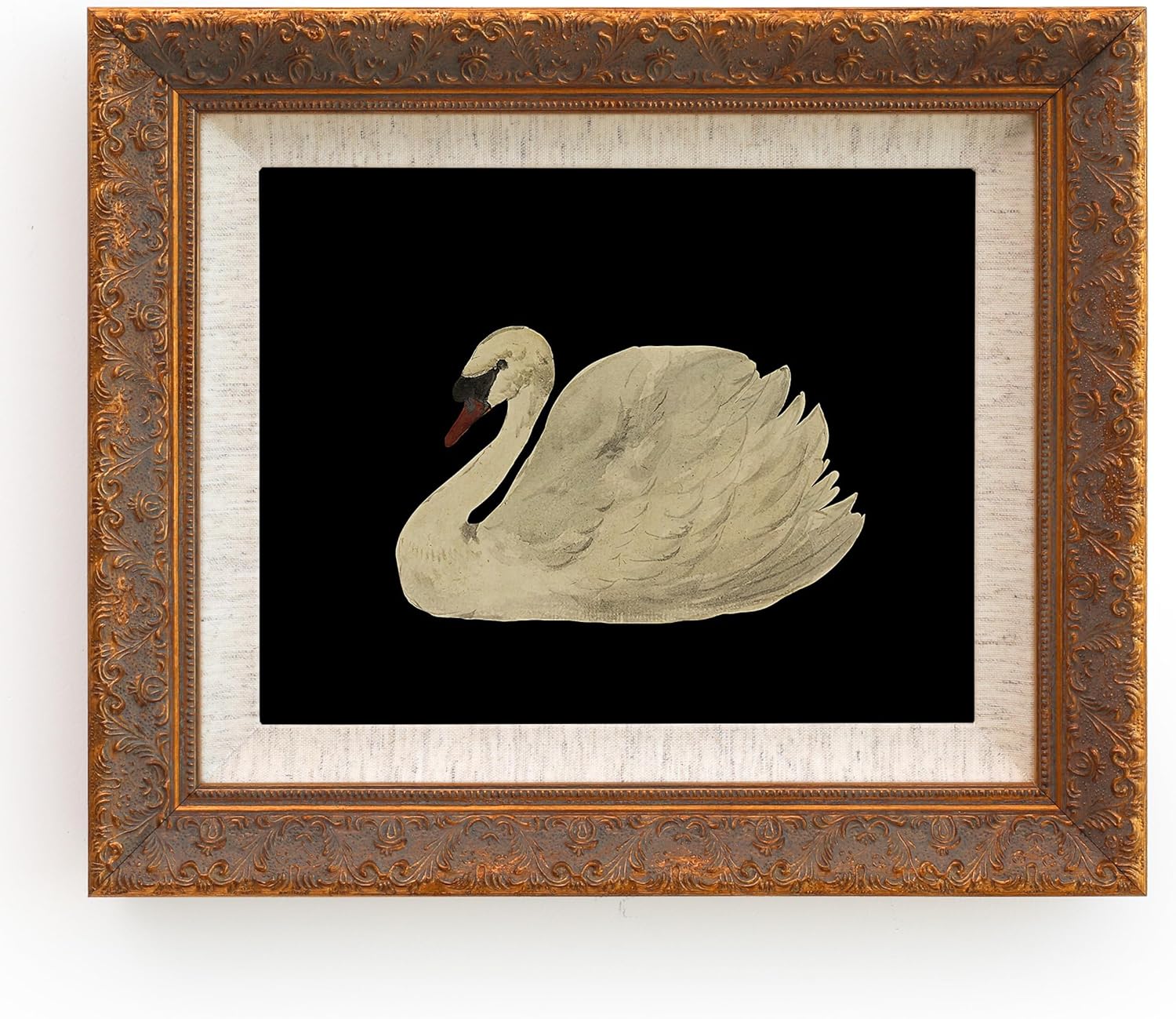 SoochART Gold Wood Framed Canvas Wall Art - Vintage Black Swan Painting Print | 8"x10" for Living Room, Bathroom, Kitchen, Bedroom