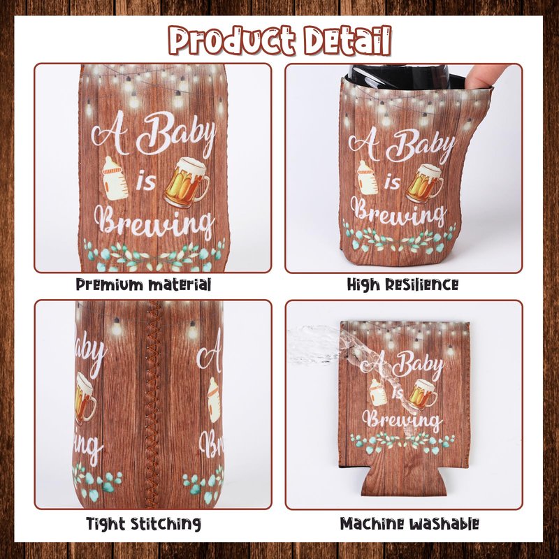 Serencatcher A Baby is Brewing Baby Shower Party Decoration, 24pcs A Baby is Brewing Can Cooler Beer Mug Baby Bottle Can Sleeve for A Baby is Brewing Beer Diaper Baby Shower Party Supplies