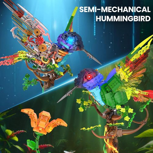 **JMBricklayer Hummingbird Building Set - LED Light Model Kit for Adults | Creative Home Décor Gift for Ages 14+**