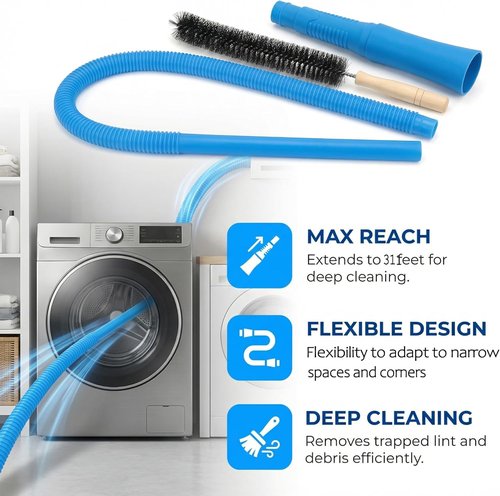 Dryer Vent Cleaner Kit - 3-Piece Vacuum Attachment Set for All Vacuum Cleaners