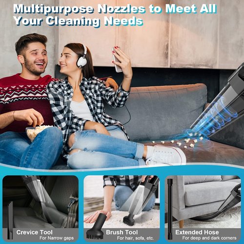 Blestan Handheld Vacuum - Cordless Portable Car Vacuum with LED Light & High Power Suction | Lightweight Rechargeable for Home & Pet Hair, Black