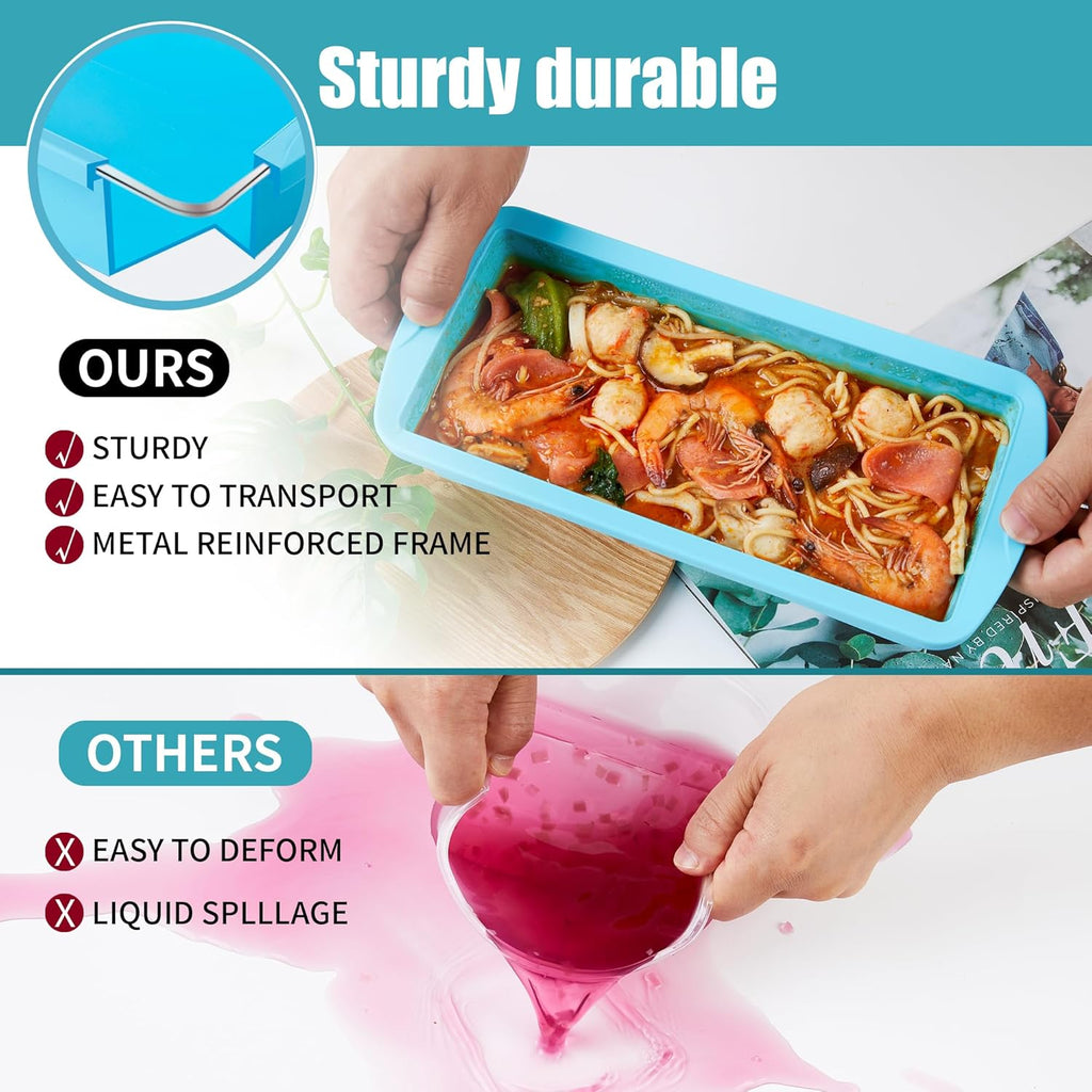 Skiennix Silicone Freezer Tray - 2 Pack Large Ice Cube Molds for Perfect Soup Portions | Oven & Dishwasher Safe