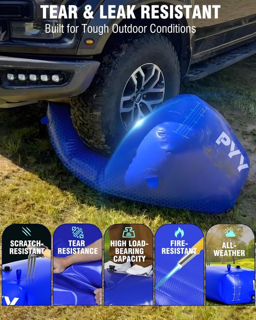 PYY Portable 264 Gallon/1000L Water Bladder - Truck Bed,Carrier Cart, Large Water Bob Bathtub Emergency Water Bladders for Outdoor RV Car Camping,Water Bladder Tank with Spigot,Overflow Kit-Blue