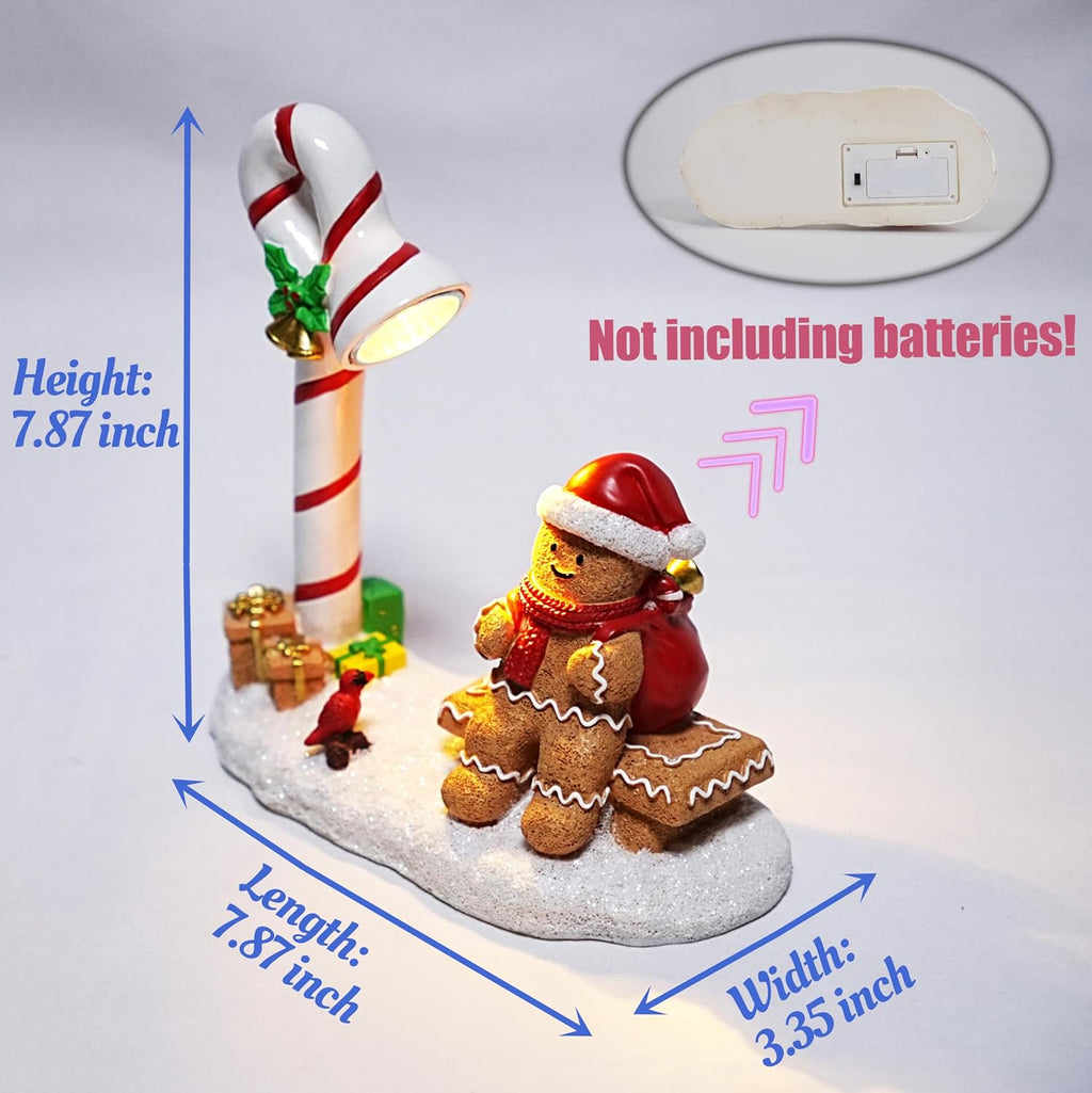 Skiennix Christmas Gingerbread Man Figurines - Cute Indoor Home Decor for Table Top & Fireplace