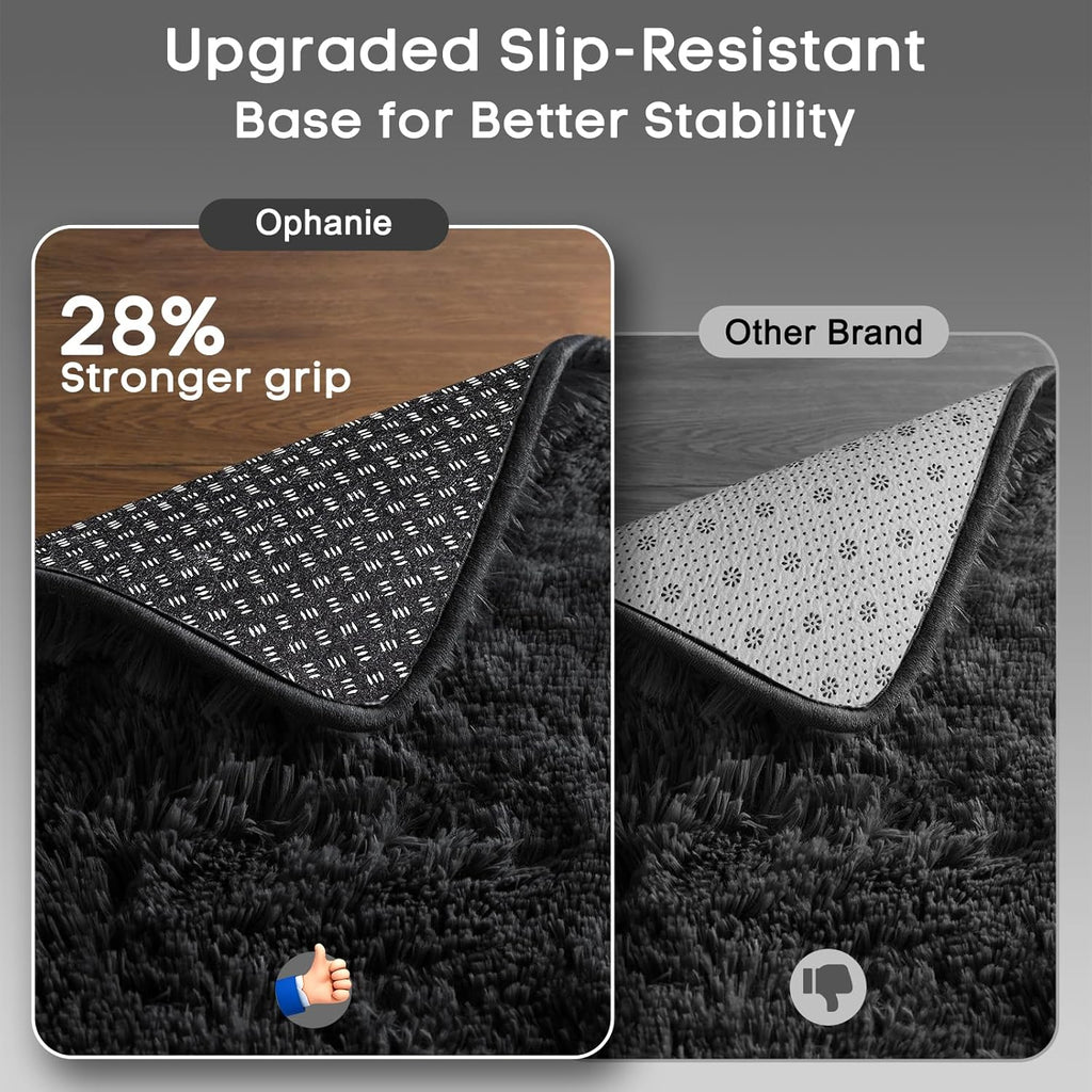 Ophanie 7x10 Black Area Rug - Soft Shag Carpet for Living Room & Nursery Decor | Thick & Fluffy Design