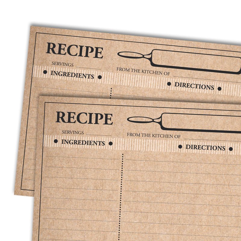 Home Advantage 50 Farmhouse Rustic Recipe Cards 4x6, Double Sided Kraft Design Cards