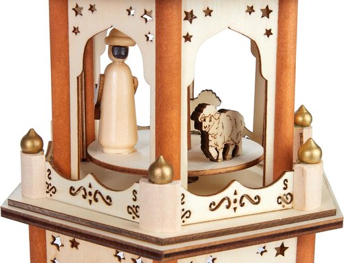 BRUBAKER Christmas Pyramid - 3-Tier Rotating Wooden Candle Holder - 18-Inch Hand-Painted Decoration - Brown