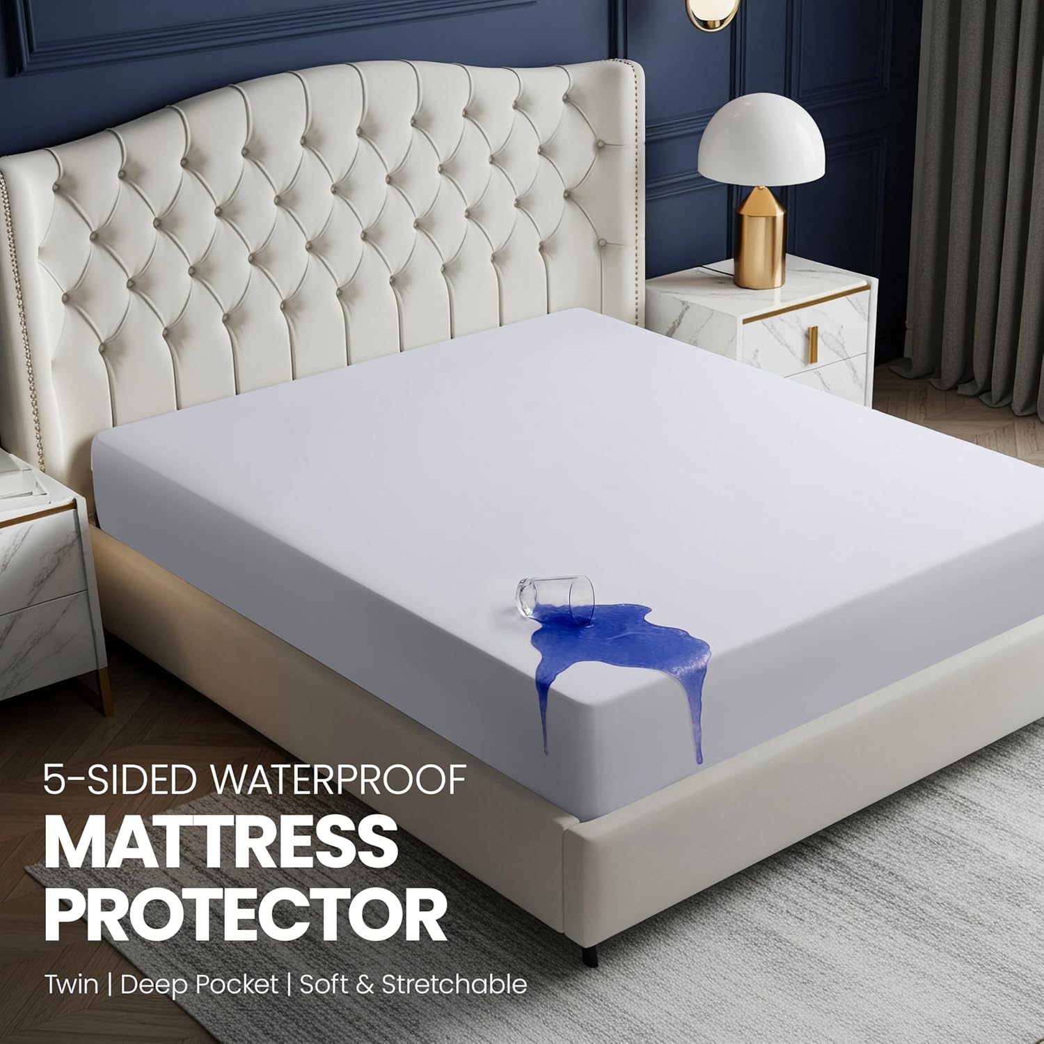 Utopia Bedding Waterproof Twin Mattress Protector - Premium Breathable Fitted Cover (White)