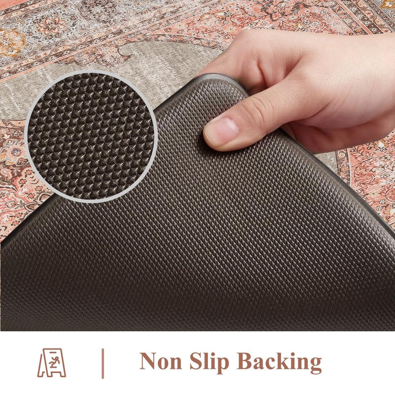 Collive Anti Fatigue Kitchen Mats, Boho Cushioned Kitchen Floor Mat Waterproof Kitchen Rugs Set of 2, Non Skid Comfort Standing Mat for Office, Sink, Laundry, 20"x32"+20"x48"
