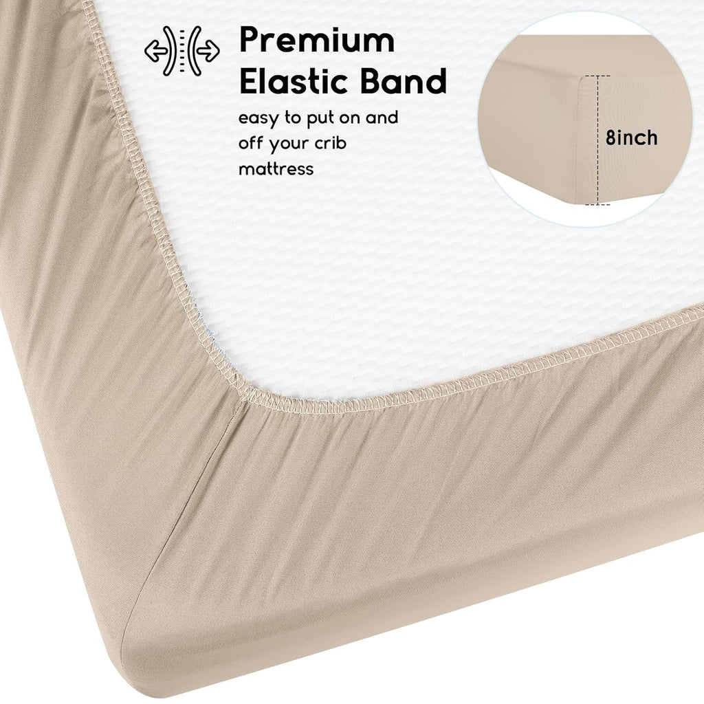 Yoofoss Fitted Baby Crib Sheets - Super Soft Microfiber 2-Pack for Standard Crib & Toddler Mattress | Brown & Leaf 28x52x8in