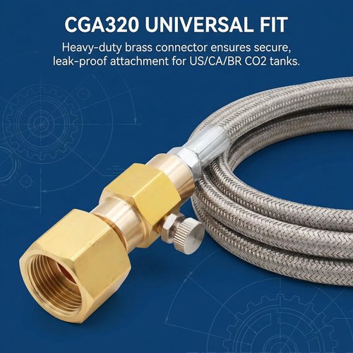 Co2 Tank Cylinder Refill Station,Co2 Filling Adapter With 60 inch Hose,CGA320 Tank Fill CGA320 Tank
