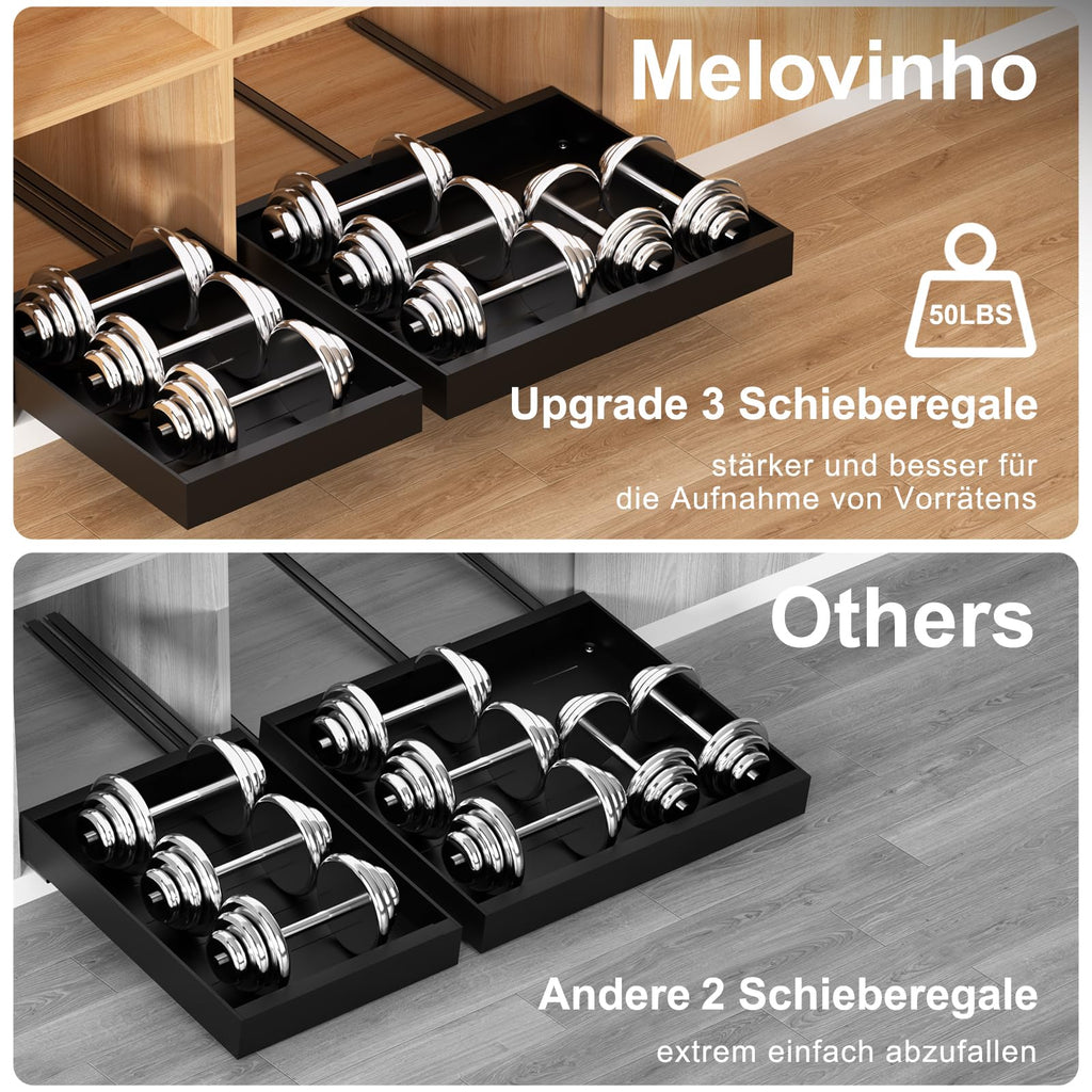 Melovinho 2 Pack Expandable Pull Out Kitchen Cabinet Organizer,Adhesive No Drilling Slide Out Drawers for Kitchen Base Cabinet,Shelves,PantryStorage, Adjustable Width Cabinets Drawers 12.4"-20.4"