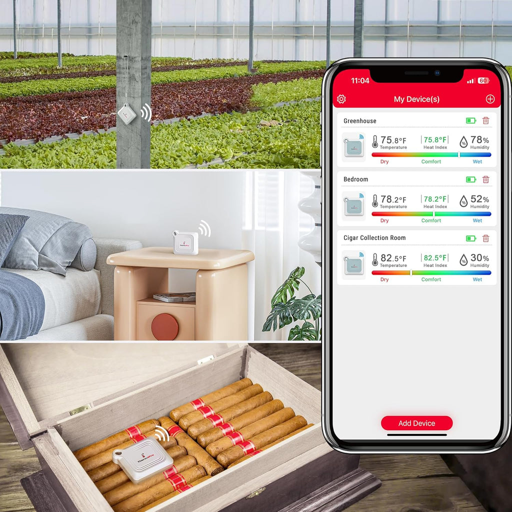 ThermoPro Bluetooth Thermometer | 260FT Range Temperature & Humidity Monitor with App Control & Data Logging (TP351)