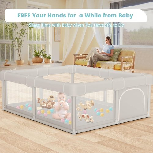 Besuhot Baby Playpen - Sturdy Safety Playard with Gate | 50x50 Indoor & Outdoor Activity Center