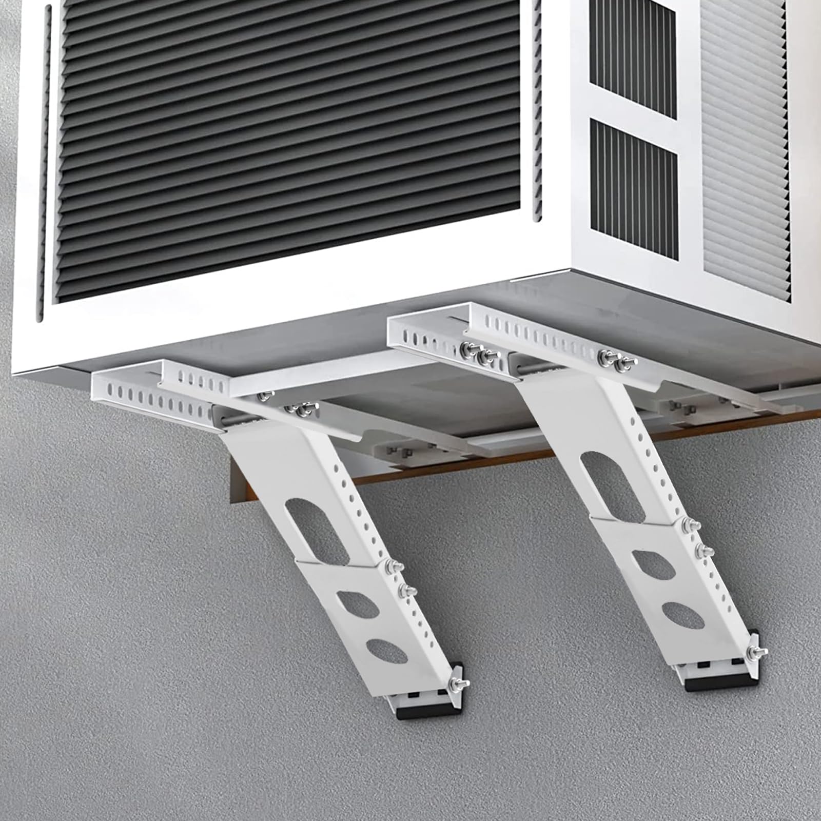 CAT SO RICH No-Drill Window AC Bracket, Adjustable Support for Single/Double Hung Windows, Heavy Duty Epoxy-Coated Steel Holds 300lbs, Easy Installation