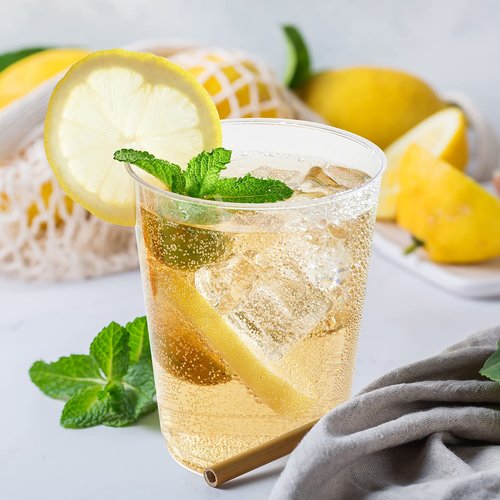 FOCUSLINE 10 oz Clear Plastic Cups, Disposable Heavy Duty Hard Plastic Cups, Reusable, 100 Count