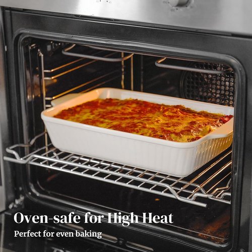 DOWAN Casserole Dishes Set - Ceramic Bakeware for Oven | 3-Piece Lasagna Pan Set in Soft White (15.6''/12.2''/8.9'')