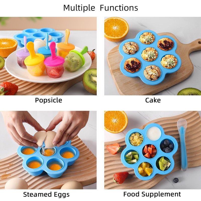 JBYAMUS Silicone Popsicle Molds, Ice Pop Molds, Storage Container for Homemade Food, Kids Ice Cream DIY Pop Molds - BPA Free (R-Green)
