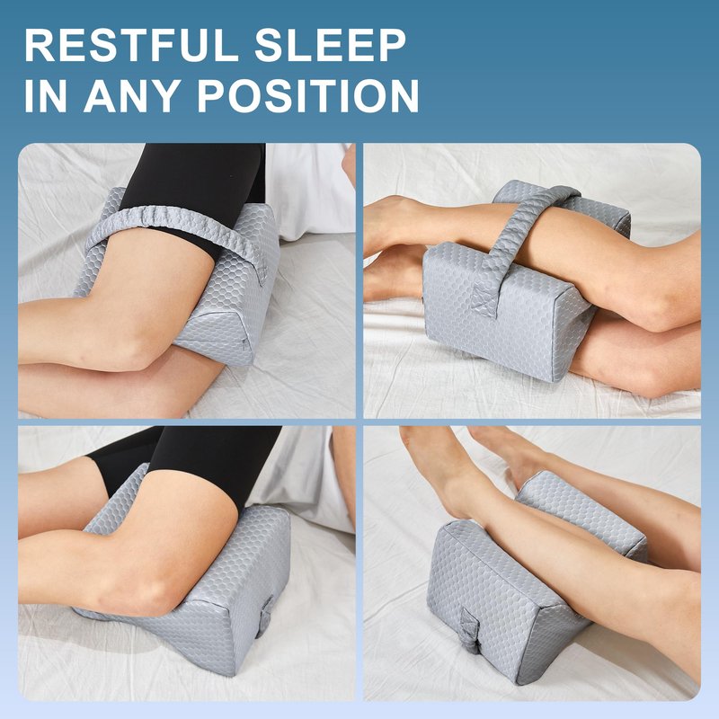 UJPFEO Knee Pillow for Side Sleepers, Leg Pillow for Sciatica, Back, HIPS, Knees, Joints Pain Relief,Pillows for Between Legs While Sleeping Spine Alignment Support & Relieves Pressure,Cooling Gray