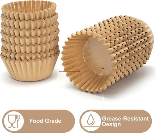 LotFancy 200pcs Heavy-Duty Natural Cupcake Liners - Grease-Resistant Muffin Cups for Easy Baking
