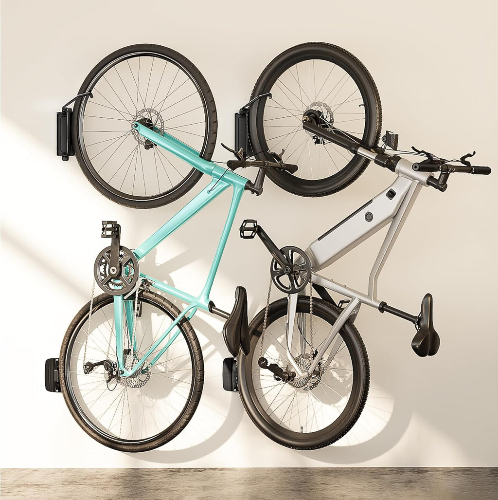 PEGZONE Heavy Duty Bike Hooks - Adjustable Wall Mount Hanger for Garage | Holds 77 Lbs, 2 Pack