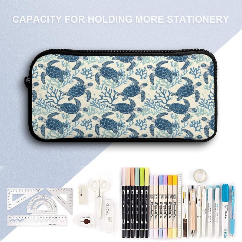 ZCJB-WSRY Sea Turtle Backpack with Lunch Box & Pencil Case, 16 Inch Cute Sea Turtle Themed Bookbag, Adjustable Lightweight Large Capacity, Colorful Backpack Set for Kids Girls Boys School
