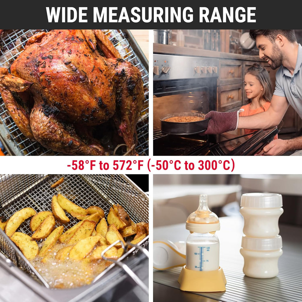 TempPro TP03B Digital Meat Thermometer - Instant Read with Backlight for Cooking & BBQ | Perfect for Grill, Smoker, and Candy