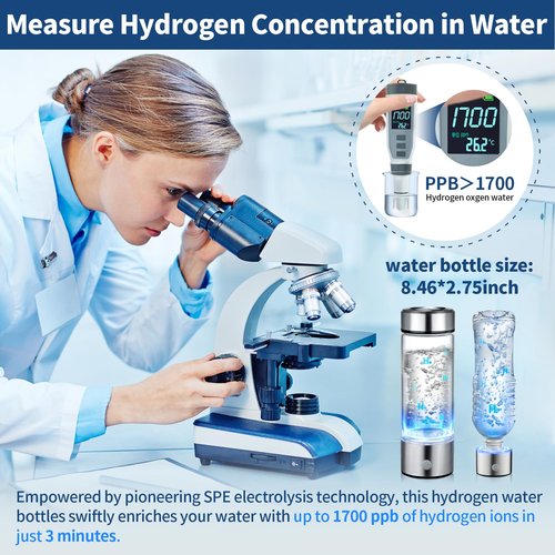 Hydrogen Water Bottle, 2025 Hydrogen Water Bottle Generator Improve Water in 3 Minutes, Hydrogen Water Machine with SPE PEM for Home, Travel, Office, Exercise, Daily Use