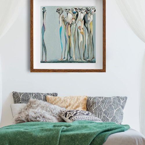 ATENSHI ART Covered Secrets by Mario Angel, Abstract Art Poster, Wall Decor, Neutral, Modern, Large Wall Art, Unframed Artwork Decoration, Wall Decor Living Room, Premium Matte Photo Paper (Matte