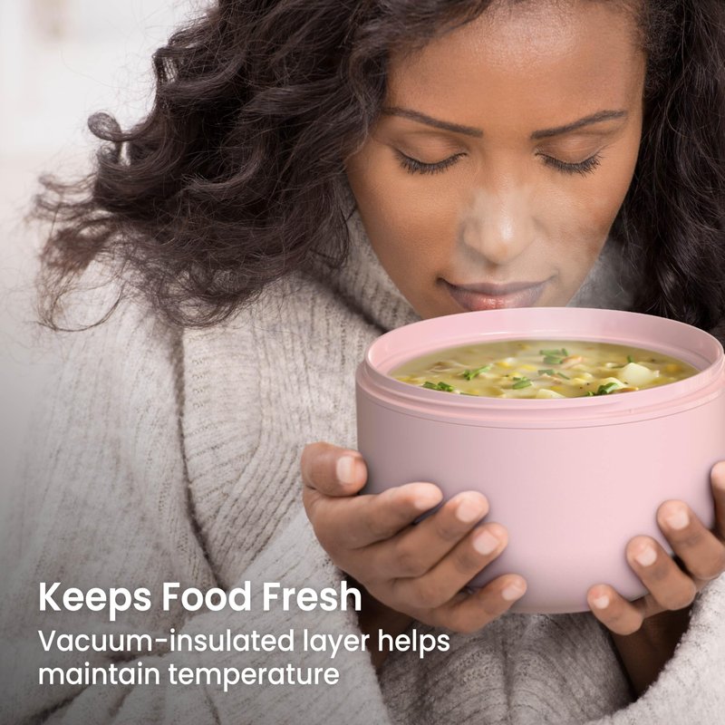 Bentgo Bowl - Insulated Leak-Resistant Bowl with Snack Compartment, Collapsible Utensils and Improved Easy-Grip Design for On-the-Go - Holds Soup, Rice, Cereal & More - BPA-Free, 21.2 oz (Blush)