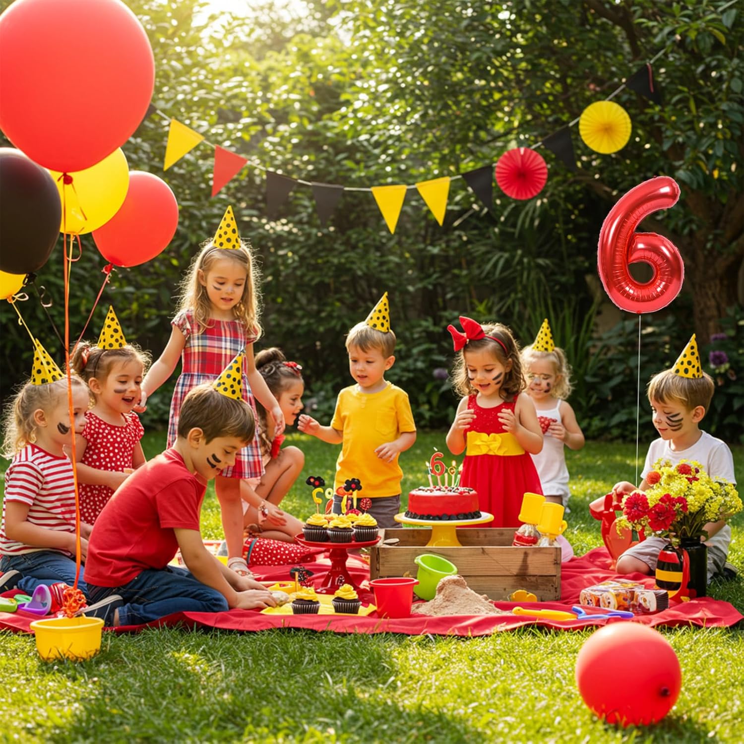 TONIFUL 16-Inch Red Mylar Foil Number Balloons | 10-Pack for Birthdays, Anniversaries, and Celebrations